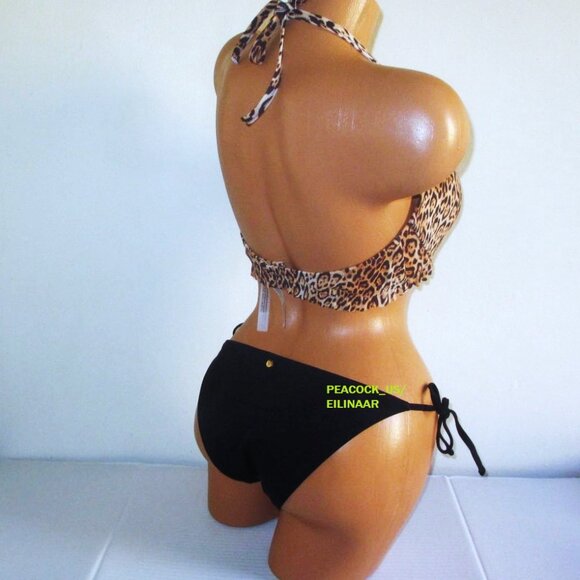 38C/L Victorias Secret Swim Ruffle Demi Top Bikini Set Side Tie Cheeky Leopard - Picture 3 of 10